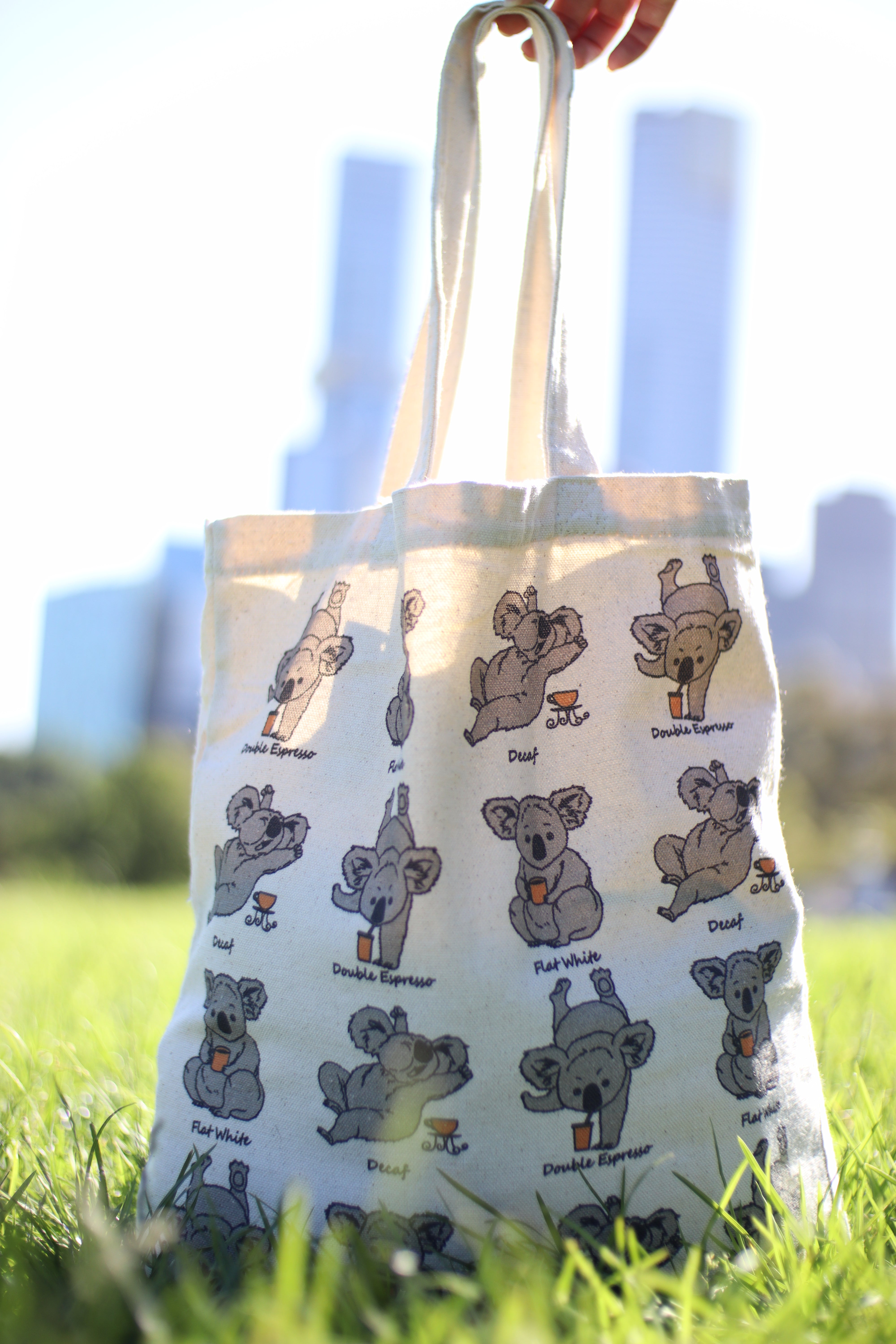 Caffeinated Koala Tote Bags – Australian Tourist Gifts